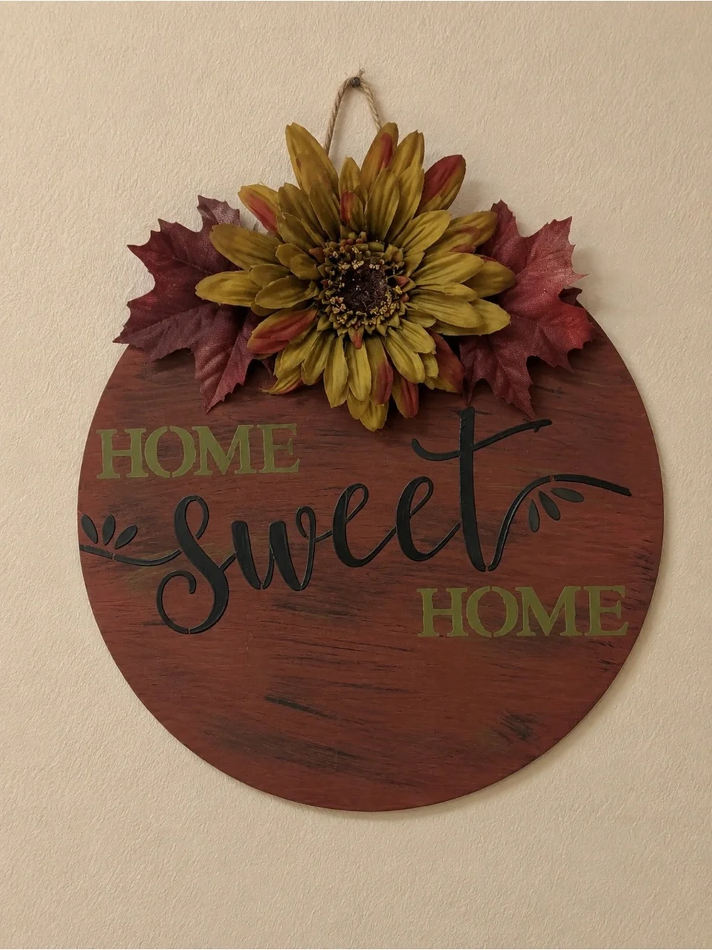 Home Sweet Home Round Wall Sign with Sunflower